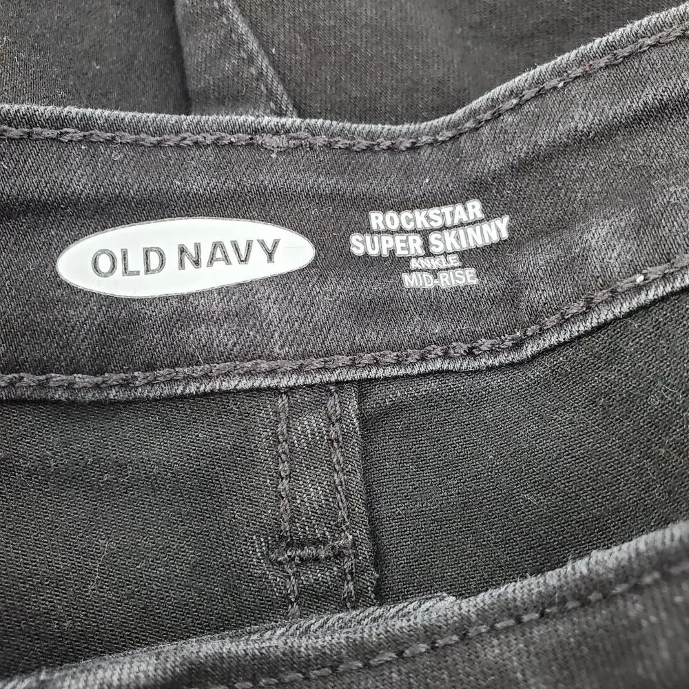 Old Navy Rockstar Super Skinny Ankle‎ Mid Rise Black Jeans Womens 16 Pre-Owned